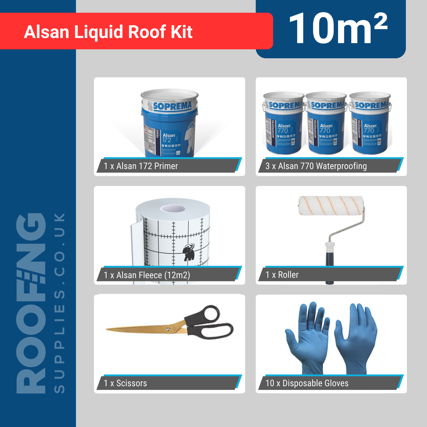 Alsan Premium Liquid System Roof Kit - 10m2
